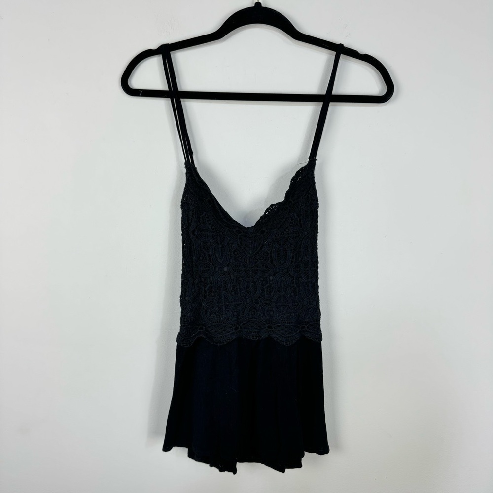 Maurices Black Lace Strappy Tank Top Boho Bohemian Casual Western Rodeo
